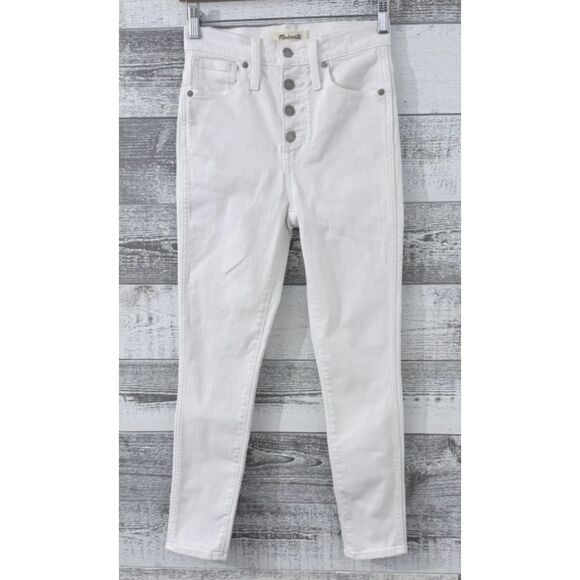 Madewell Denim - Madewell Cropped Skinny Jeans Womens Sz 25" Cream Button Fly 10” High Rise